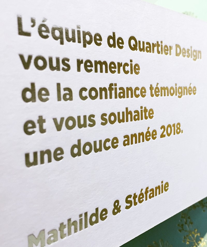 carte de voeux dorée lettering