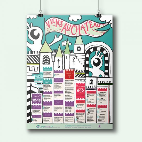 Lettering pour affiche programme centranim ville de bulle
