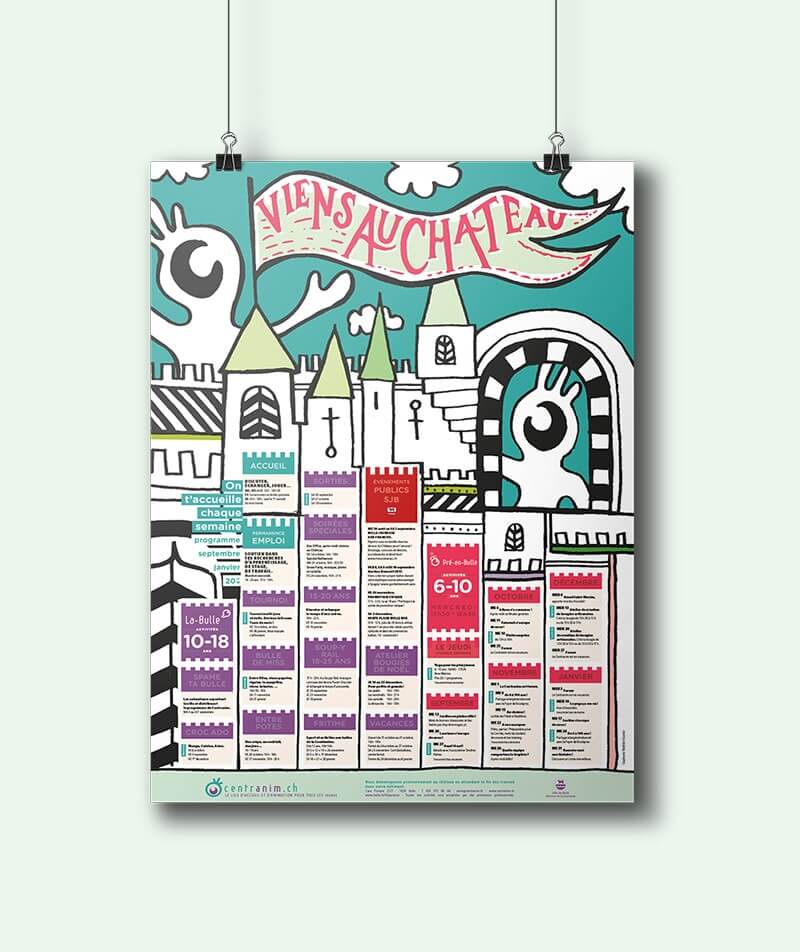 Lettering pour affiche programme centranim ville de bulle