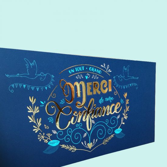 carte de voeux lettering dorure quartier design