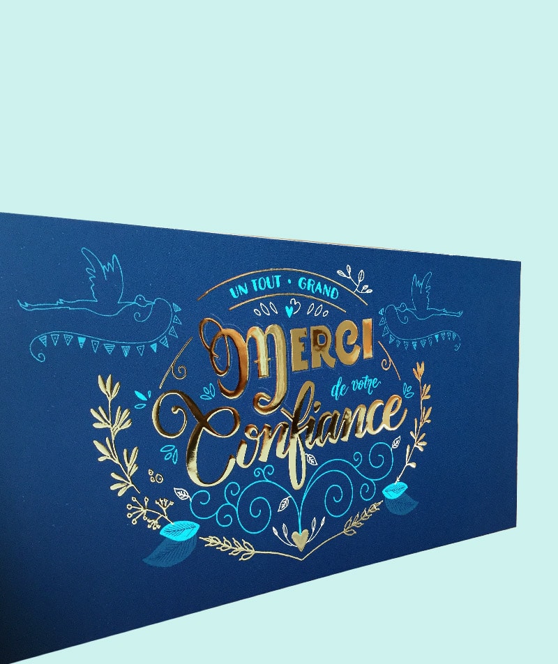 carte de voeux lettering dorure quartier design