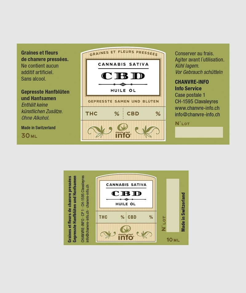 etiquette bouteille CBD chanvre