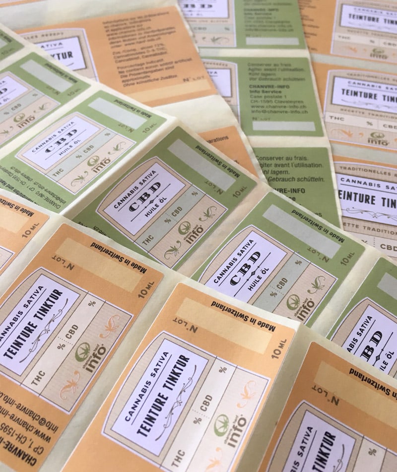 Etiquettes packaging bouteille CBD chanvre-info cannabis sativa