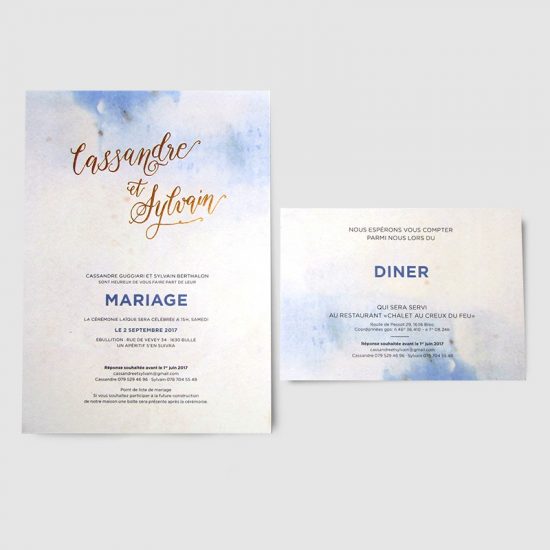 Faire-part de mariage calligraphie lettering Fribourg