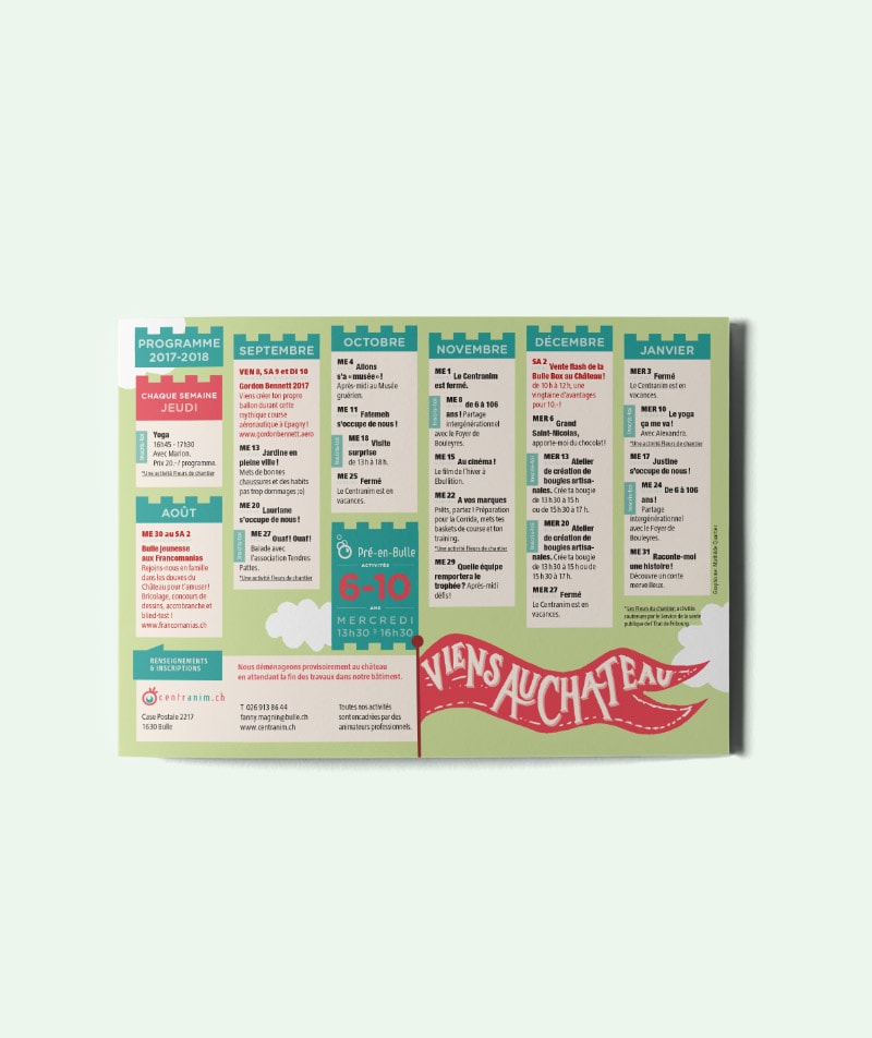 Lettering pour flyer programme centranim ville de bulle