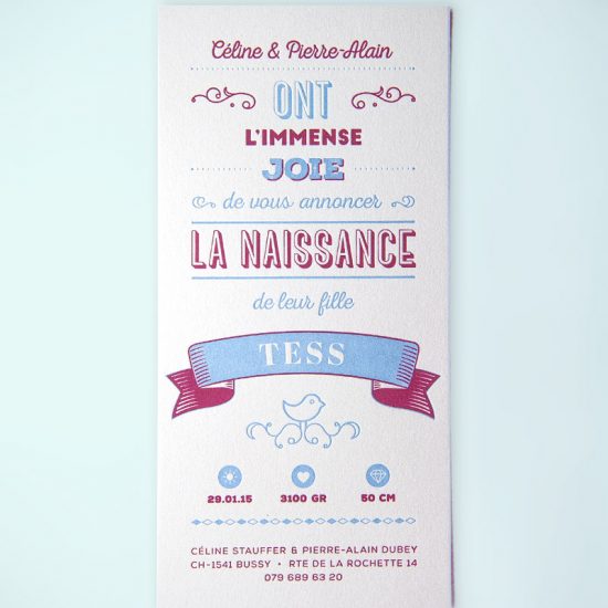 faire-part-naissance typographique letterpress