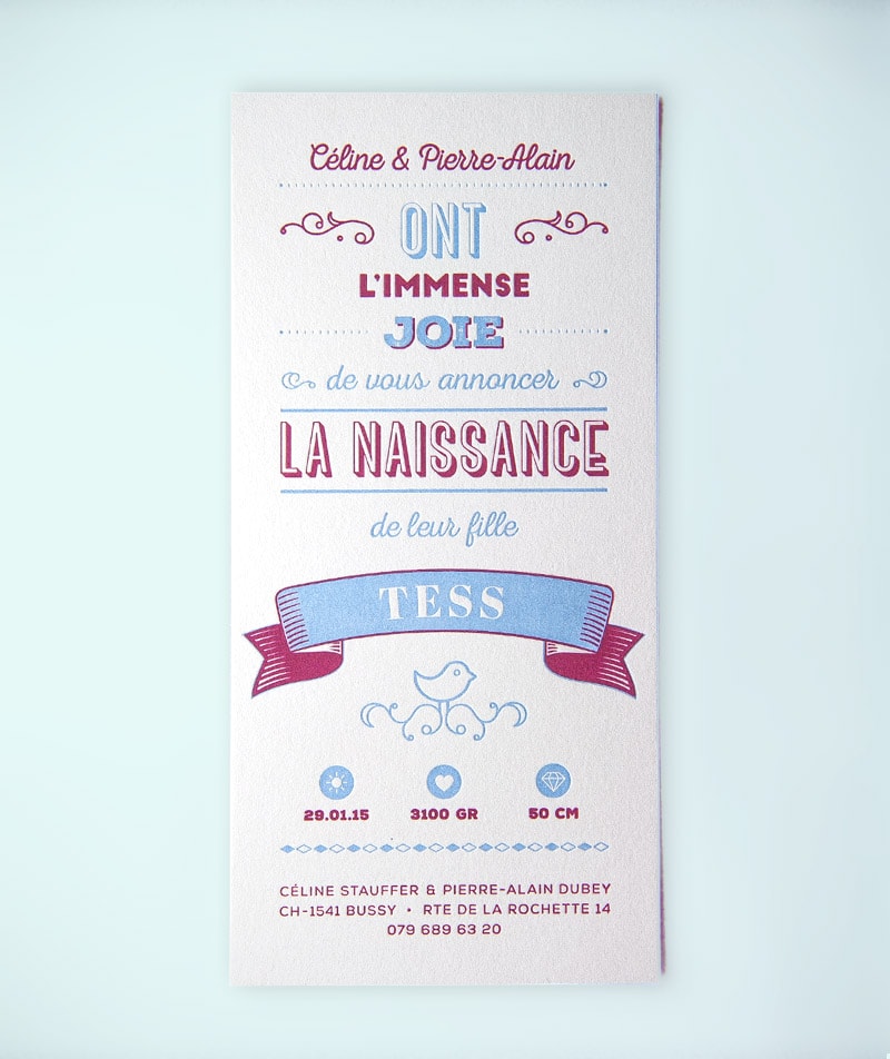 faire-part-naissance typographique letterpress