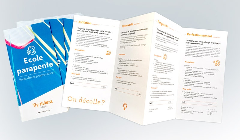 Graphisme Flyer école de parapente Flyriviera